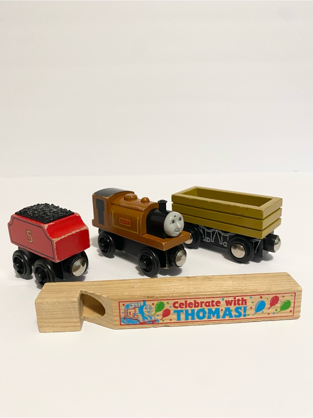 Wooden Thomas the Train Toy Lot Duke James’ Tender Celebrate Whistle